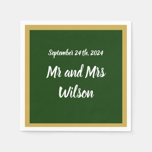 Eleganter Gold Script Frame auf Gold Cocktail Serv Serviette (Vorderseite)