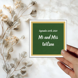 Eleganter Gold Script Frame auf Gold Cocktail Serv Serviette