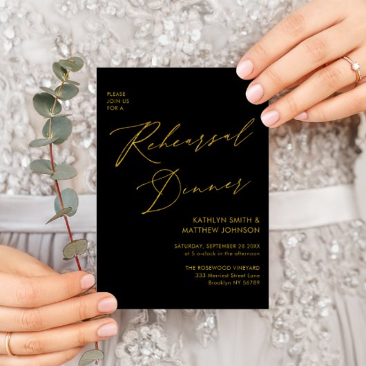 Eleganter Gold Script Gray Probe Dinner QR Code Einladung