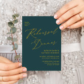 Eleganter Gold Script Green Probe Dinner QR Code Einladung