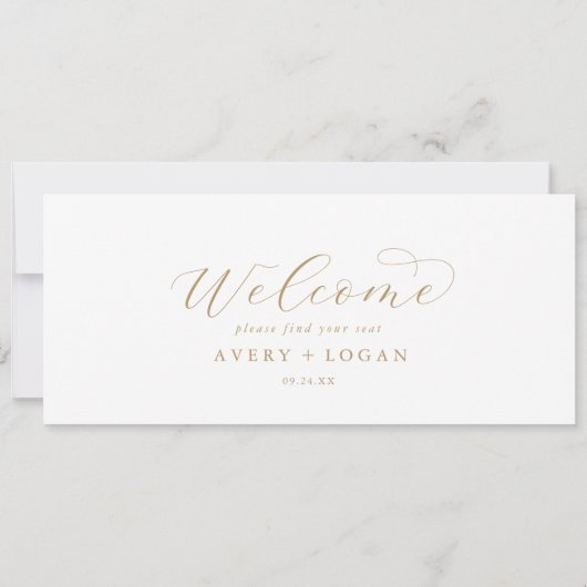 Eleganter Gold Script Hanging Seating Chart Header (Rückseite)