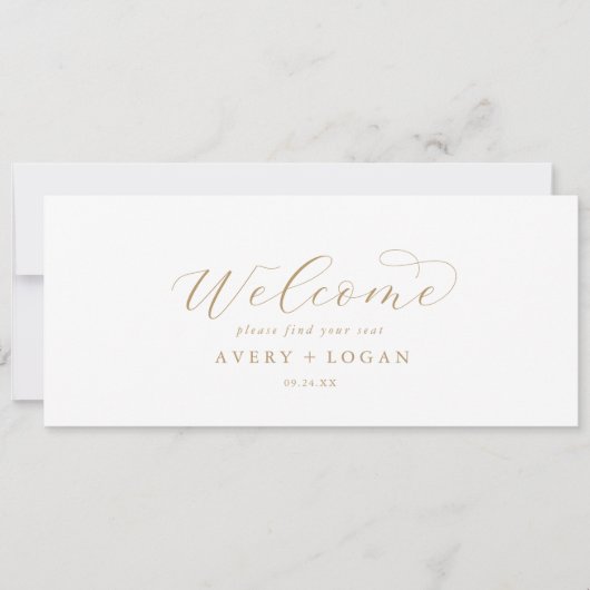 Eleganter Gold Script Hanging Seating Chart Header (Vorderseite)