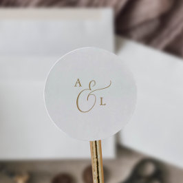 Eleganter Gold Script Monogram Wedding Umschlag Au Runder Aufkleber