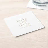 Eleganter Gold Script Wedding Square Paper Unterse Rechteckiger Pappuntersetzer (angewinkelt)