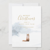 Eleganter Gold Script Weihnachtsfox Feiertagskarte (Vorderseite)
