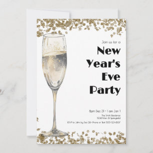 Eleganter Gold Sequins Silvester Champagne Einladung