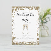 Eleganter Gold Sequins Silvester Einladung (Stehend Vorderseite)