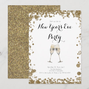 Eleganter Gold Sequins Silvester Einladung