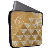 Eleganter Gold Silver Glitzer Monogram Glam Laptopschutzhülle (Vorne Rechts)