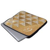 Eleganter Gold Silver Glitzer Monogram Glam Laptopschutzhülle (Vorne Knopf)