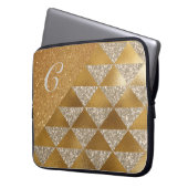 Eleganter Gold Silver Glitzer Monogram Glam Laptopschutzhülle (Vorderseite Links)