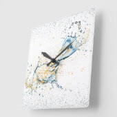 Eleganter Gold & Silver Water Splash Quadratische Wanduhr (Winkel)