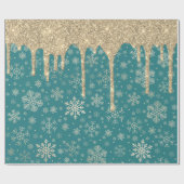 Eleganter Gold Snowflake Muster Dripping Glitzer Geschenkpapier (Flach)