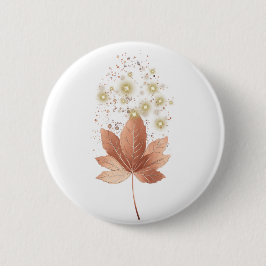 Eleganter Gold Sparkle Leaf Round Button