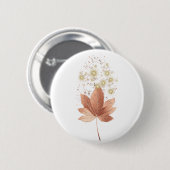 Eleganter Gold Sparkle Leaf Round Button (Vorne & Hinten)