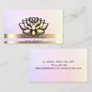 Eleganter Gold Streifen Holographic Chic Lotus Visitenkarte