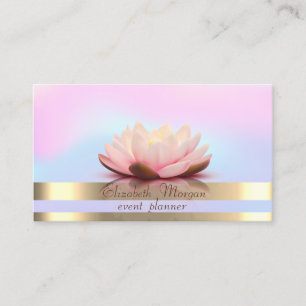 Eleganter Gold Streifen Holographic Lotus Visitenkarte