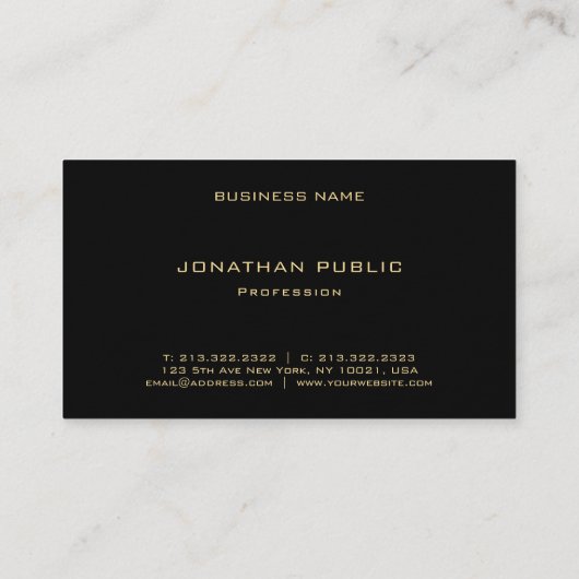 Eleganter Gold Text Moderne Luxus Premium Dick Visitenkarte (Rückseite)