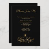 Eleganter Gold Text Weltfrieden Black Einladung (Vorne/Hinten)