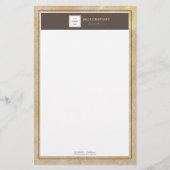 Eleganter Gold Textur Brauner Rahmen Briefpapier (Vorderseite)
