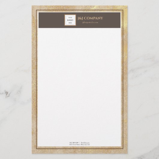 Eleganter Gold Textur Brauner Rahmen Briefpapier (Vorderseite)