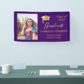 Eleganter Gold Tone auf Lila Graduate Foto Banner (Messe)