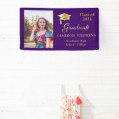Eleganter Gold Tone auf Lila Graduate Foto Banner (InSitu)