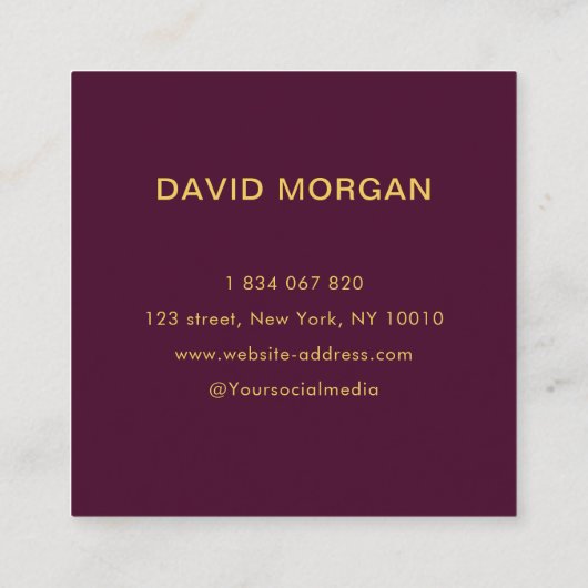 Eleganter Gold Tooth Logo Dentist Quadratische Visitenkarte (Rückseite)