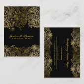 Eleganter Gold und Black Paisley 3 Hochzeitsplaner Visitenkarte (Vorne/Hinten)