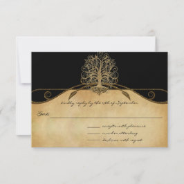 Eleganter Gold- und Black Tree Wedding RSVP Karte