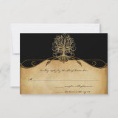 Eleganter Gold- und Black Tree Wedding RSVP Karte (Rückseite)