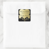 Eleganter Gold- und Black Wedding Day Quadratischer Aufkleber (Tasche)
