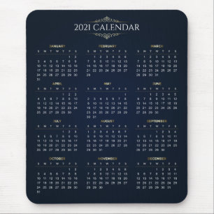 Eleganter Gold- und Blue-2021-Kalender   Mousepad