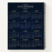 Eleganter Gold- und Blue-2024-Kalender | Notebook Notizblock (Rückseite)