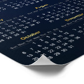 Eleganter Gold- und Blue-2024-Kalender | Poster (Ecke)