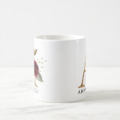 Eleganter Gold- und Burgunder-Blume Letter A Kaffeetasse (Mittel)