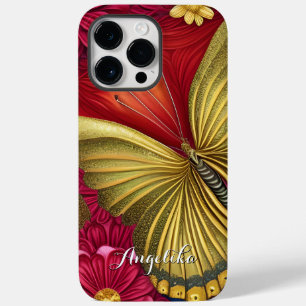 Eleganter Gold- und Burgunder-Schmetterling mit in Case-Mate iPhone 14 Pro Max Hülle
