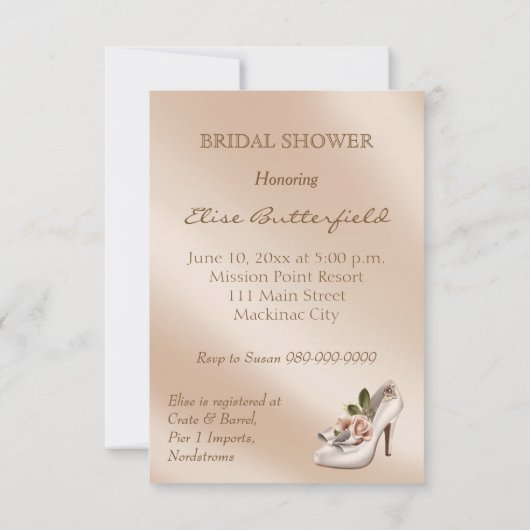 Eleganter Gold- und Elfenbeinheiratsinvit Einladung (Rückseite)