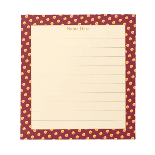Eleganter Gold- und Maroon-Rahmen Notizblock (Vorderseite)