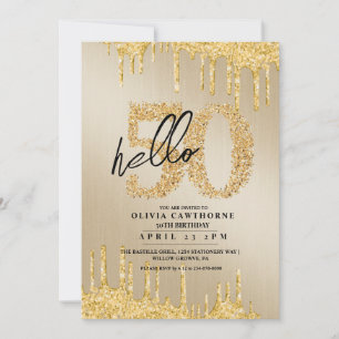Eleganter Gold und schwarzer Glitzer 50. Foto Gebu Einladung