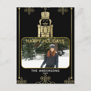 Eleganter Gold- und schwarzer Nussknacker-Feiertag Feiertagspostkarte