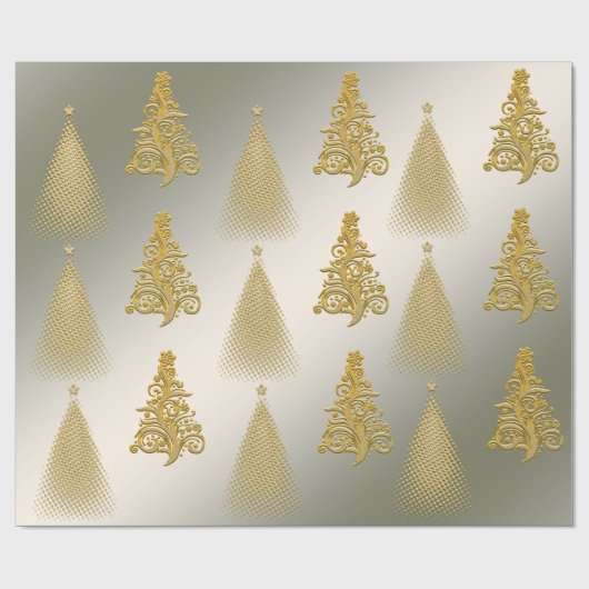 Eleganter Gold- und Silberbaum Geschenkpapier (Flach)