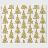 Eleganter Gold und weiße Weihnachtsbaume Geschenkpapier (Flach)