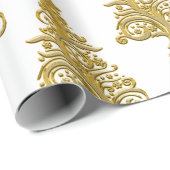 Eleganter Gold und weiße Weihnachtsbaume Geschenkpapier (Rolleneckpunkt)