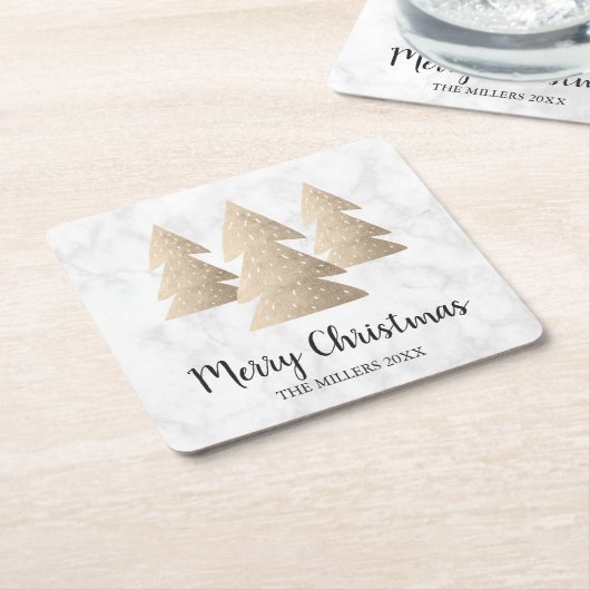 Eleganter Gold und weißer Marmor Frohe Weihnachtsb Rechteckiger Pappuntersetzer (angewinkelt)