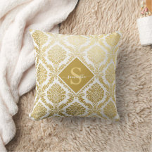 Eleganter Gold- und White Damask Print Personalisi