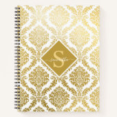 Eleganter Gold- und White Damask Print Personalisi Notizblock (Vorderseite)