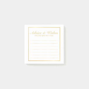 Eleganter Gold- und White Wedding Advice und Wünsc Post-it Klebezettel
