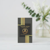 Eleganter Gold Vertical Lines Chauffeur Visitenkarte (Stehend Vorderseite)