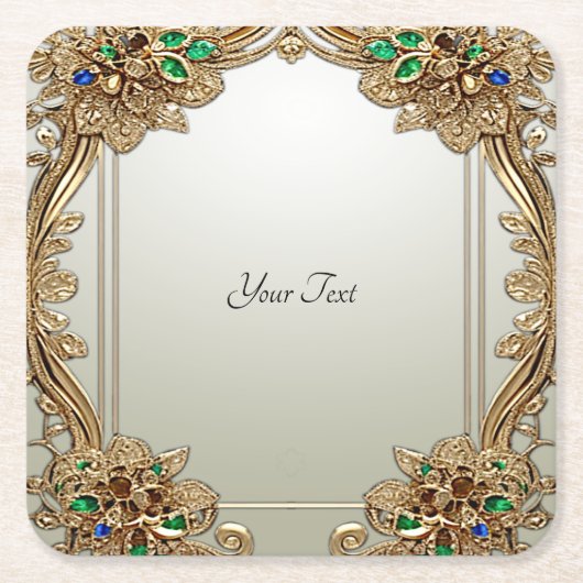 Eleganter Gold Verziert Paper Untersetzer (Vorderseite)